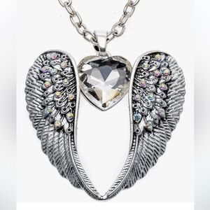 Heart wings crystal pastel goth glam doll necklace rhinestone kid rock concert